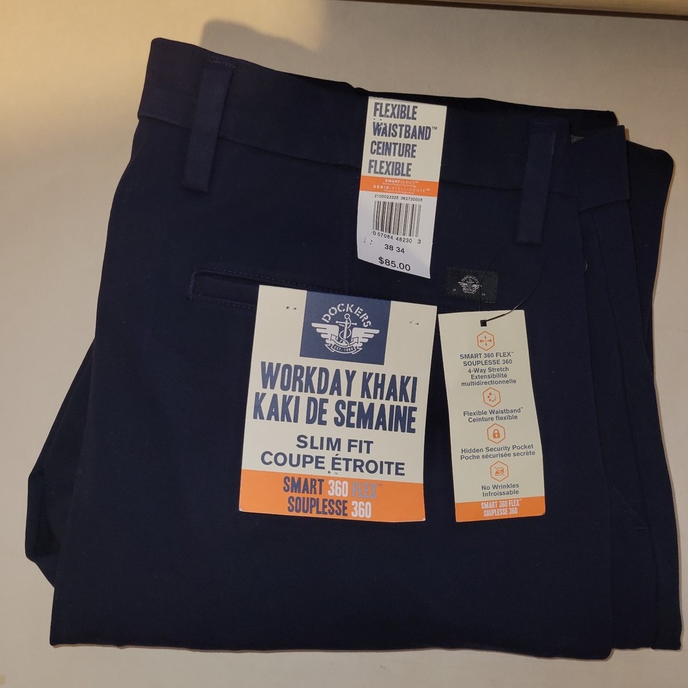 NWT Dockers Workday Khaki Slim Fit Smart 360 Pants Men Size 40x34 Blue